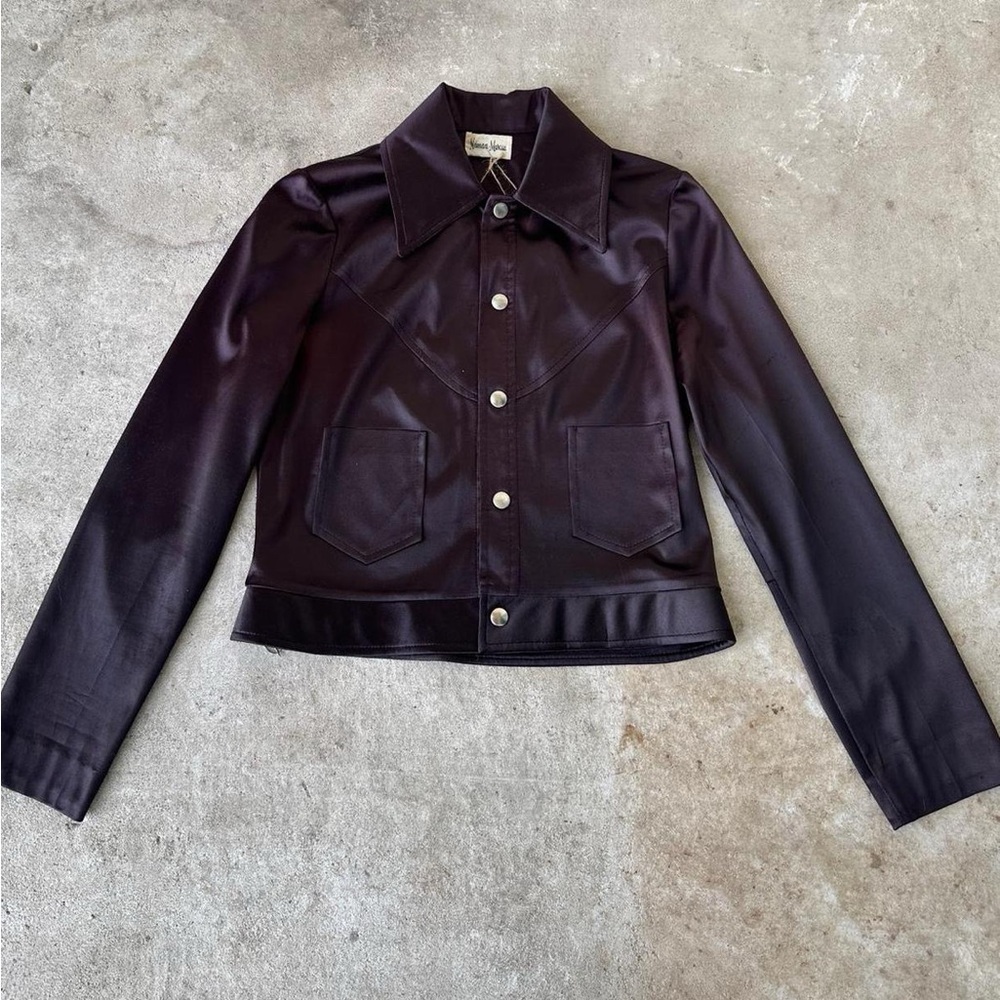 Vintage 70s satin bomber jacket with embroidery